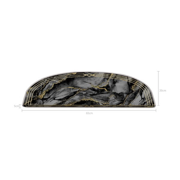 Sötétszürke lépcsőszőnyeg szett 16 db-os 20x65 cm Marble Dream – Vitaus-image-2