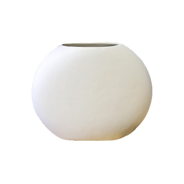 Flat fehér ovális kerámia váza, magasság 17 cm - Rulina