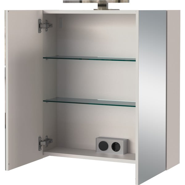 Krémszínű fali tükrös fürdőszoba szekrény 60x71 cm Arcena – Germania-image-3