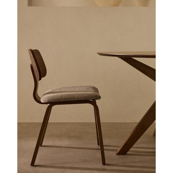 Bézs-sötétbarna étkezőszék diófa dekorral Gena – Kave Home-image-2