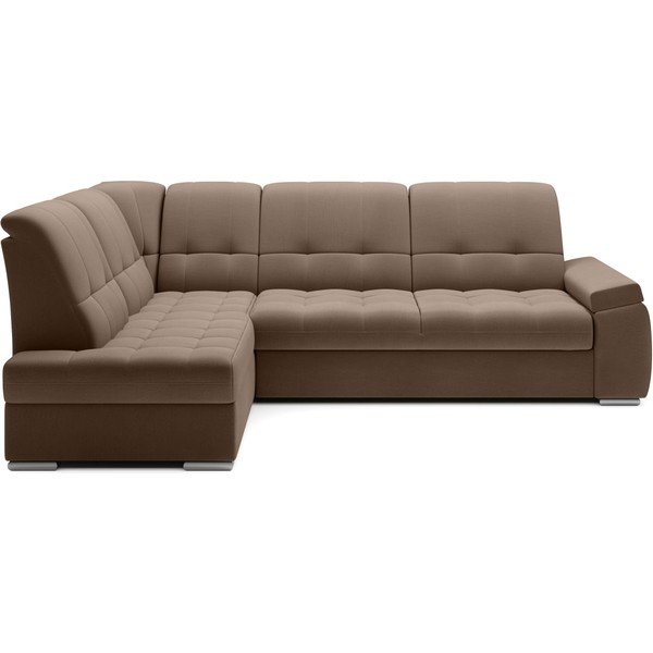 Barna bársony kinyitható-tárolóhelyes sarokkanapé (bal oldali-L alakú) Sado – ELTAP-image-2