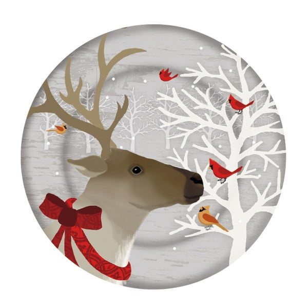 Xmas Plate Deer Friends Duro üvegtányér karácsonyi motívummal, ⌀ 32 cm - PPD