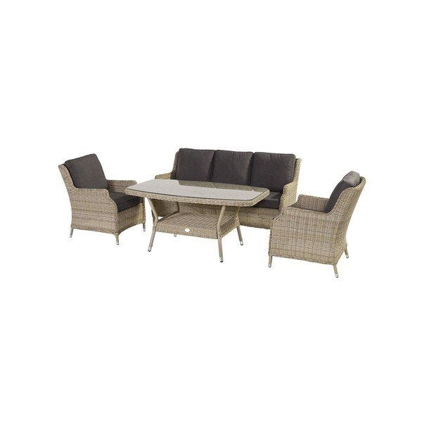 Natúr színű műrattan ötszemélyes kerti lounge szett Melania – Hartman