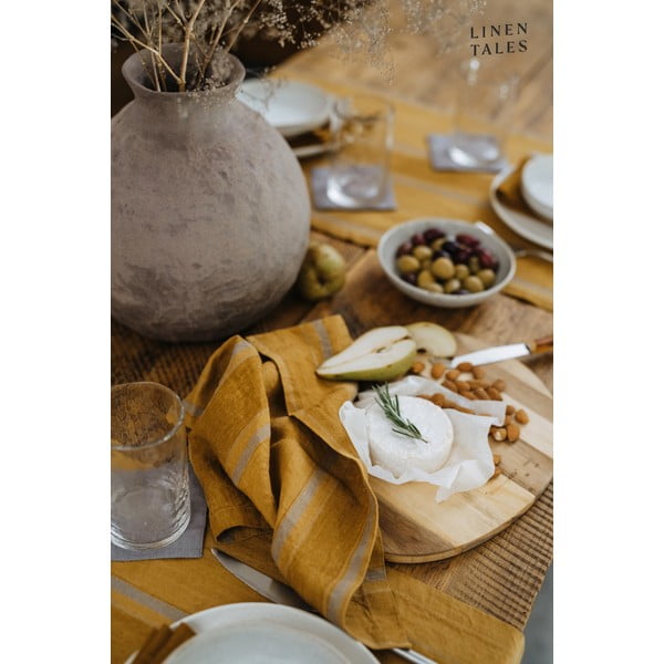 Len szalvéta szett 2 db-os Amber Bronze Stripes – Linen Tales-image-2