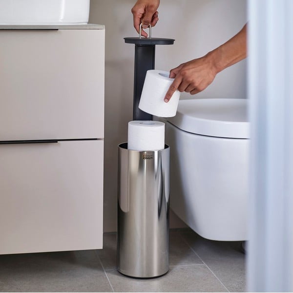 Ezüstszínű fém WC-papír tartó állvány Luxe – Joseph Joseph-image-1