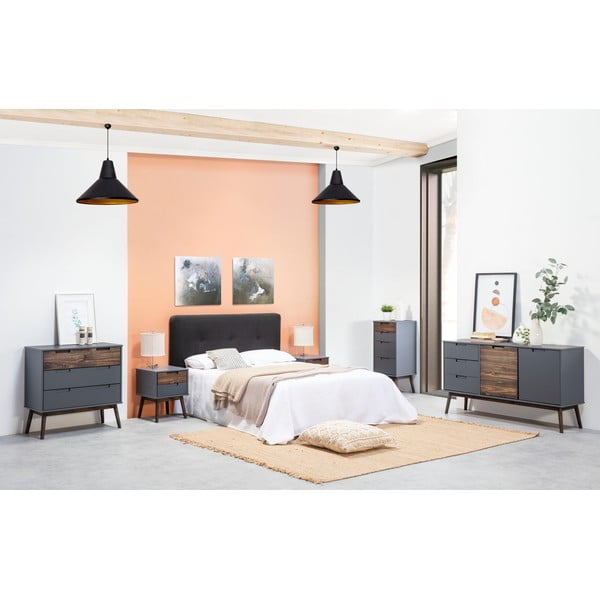 Antracitszürke-sötétbarna borovi fenyő magas komód 80x82 cm Nussa – Marckeric-image-1