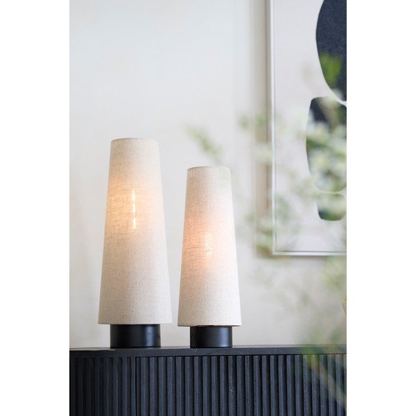 Bézs fém asztali lámpa textil búrával (magasság 42 cm) Howie – Light & Living-image-1
