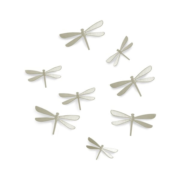 Dragonfly 8 db-os ezüstszínű falmatrica szett - Umbra