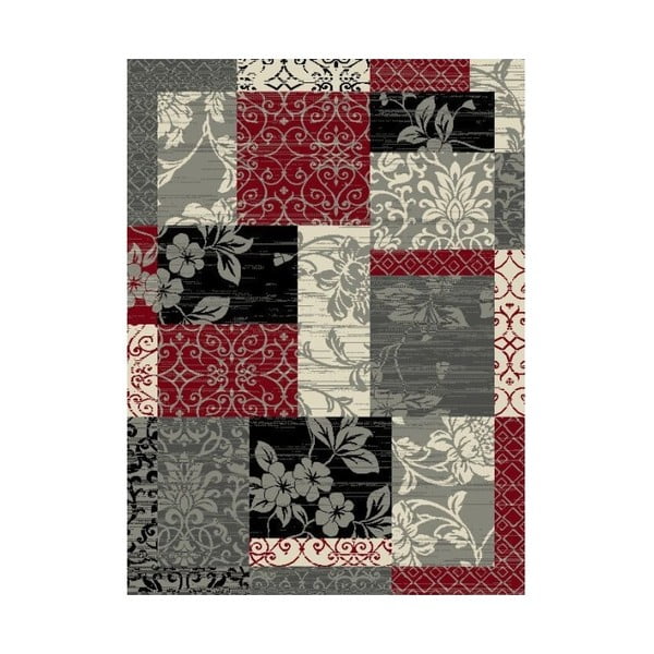 Prime Pile Flower piros-szürke szőnyeg, 150 x 80 cm - Hanse Home