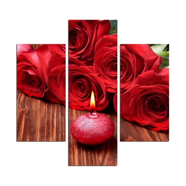 Mustaka Rose piros többrészes kép, 64 x 60 cm