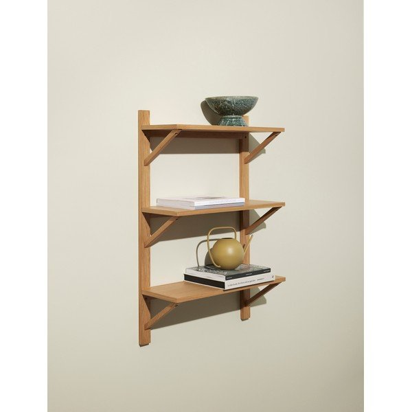 Natúr színű többszintes fali polc tölgyfa dekorral 70 cm Triarch – Hübsch-image-1