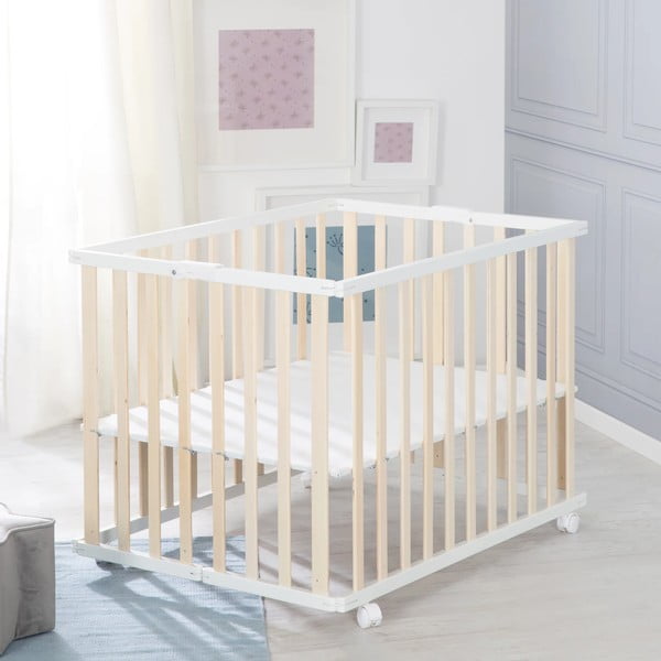 Fehér-natúr színű járóka 100x75 cm – Roba-image-4