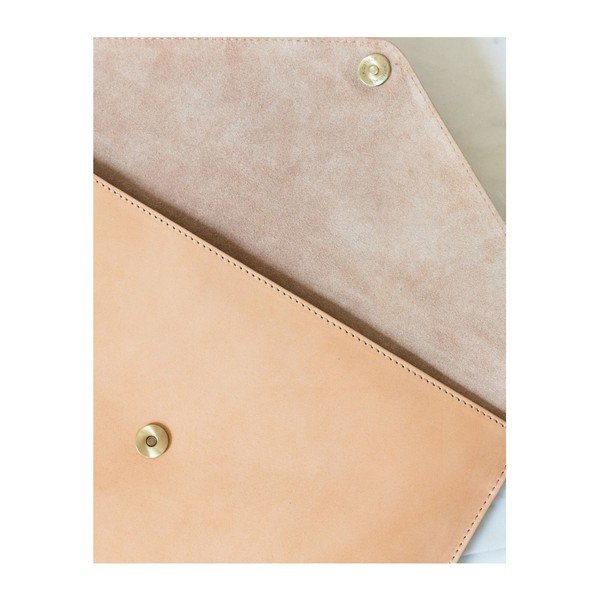 Bézs boríték formájú laptoptartó bőrből, méret: 13" - O My Bag-image-3