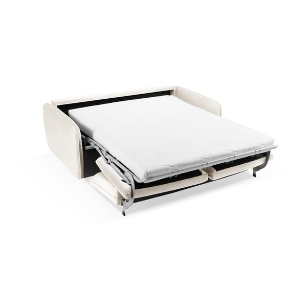 Krémszínű bársony kinyitható kanapé 214 cm Vienna – Cosmopolitan Design-image-4