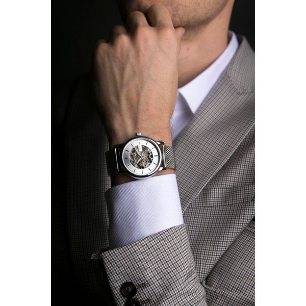 Randy férfi karóra, ezüstszínű rozsdamentes acélszíjjal - Walter Bach-image-3