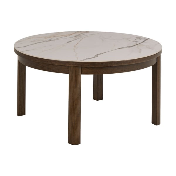 Bézs-sötétbarna kerek dohányzóasztal kerámia asztallappal ø 90 cm Southampton – Actona