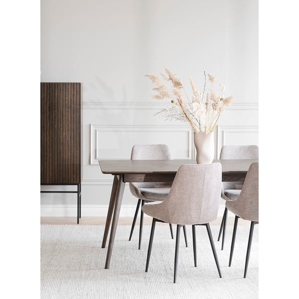 Sötétbarna bővíthető étkezőasztal tölgyfa dekorral 90x190 cm Yumi – Rowico-image-4