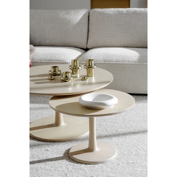 Natúr színű kerek dohányzóasztal tölgyfa dekorral 90x90 cm Hobart – Rowico-image-1