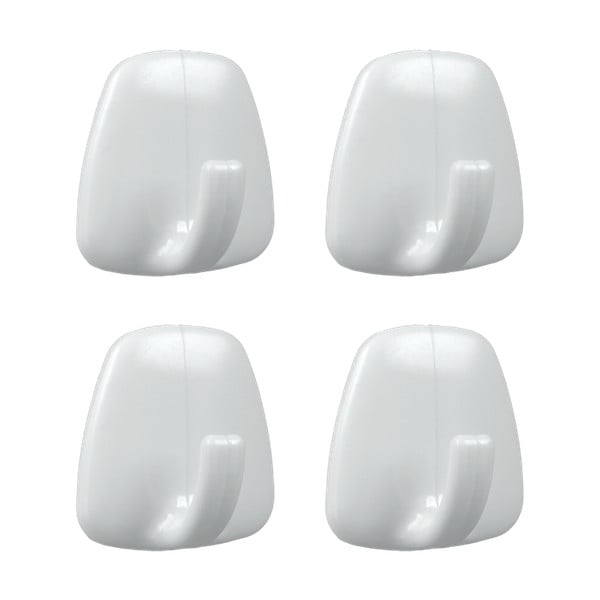 Fehér öntapadós műanyag akasztó szett 4 db-os – Metaltex-image-1