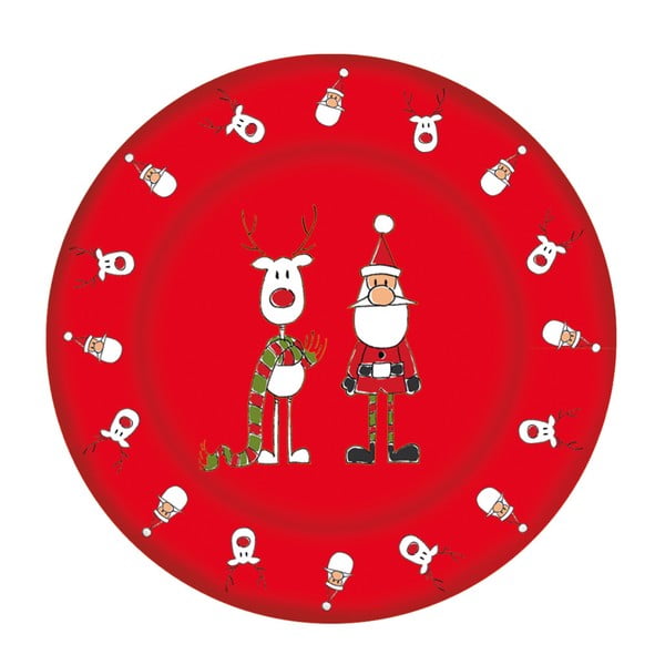 Xmas Plate Rudi Scarf Duro piros üvegtányér karácsonyi motívummal, ⌀ 32 cm - PPD