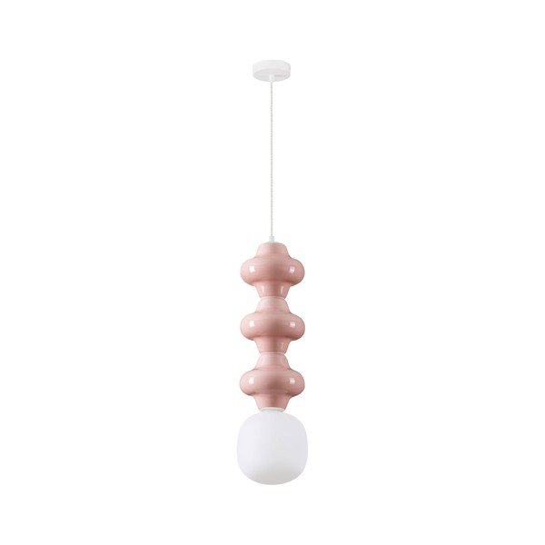 Fehér-világos rózsaszín kerámia függőlámpa üveg búrával ø 18 cm Clio – Nova Luce