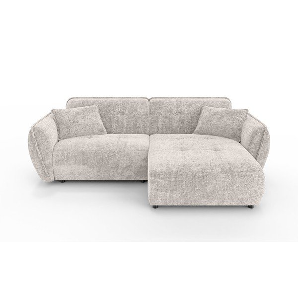 Bézs zsenília sarokkanapé (jobb oldali-heverő résszel) Nelia – Ropez