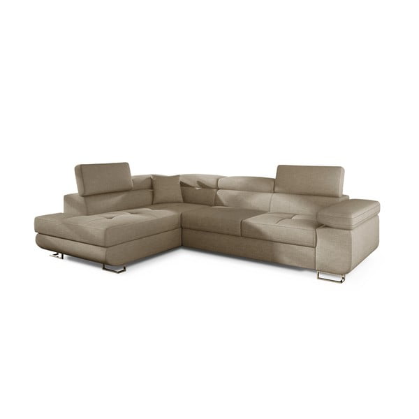 Bézs kinyitható-tárolóhelyes sarokkanapé (bal oldali-L alakú) Anton – ELTAP-image-2