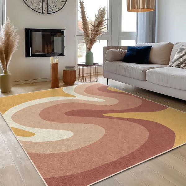 Okkersárga-törtrózsaszín mosható szőnyeg 120x180 cm Strawberry Creamsicle – Mila Home-image-3