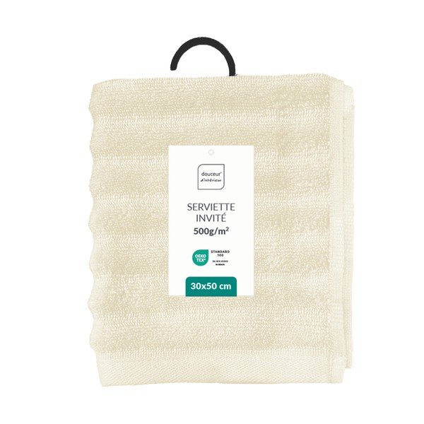 Krémszínű frottír pamut törölköző 30x50 cm Maya – douceur d'intérieur-image-4