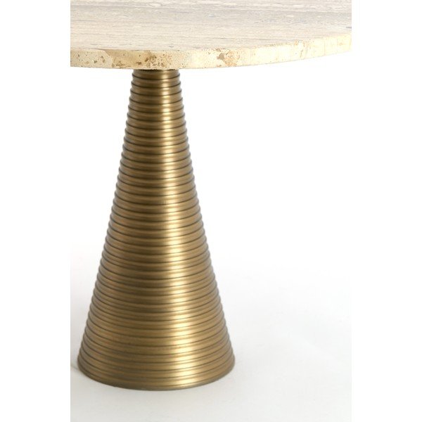 Bronzszínű-világos natúr színű kerek dohányzóasztal kő asztallappal ø 50 cm Bahia – Light & Living-image-3