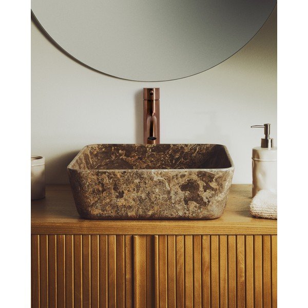 Szürke kő mosdókagyló 40x40 cm Darnen – Kave Home-image-1