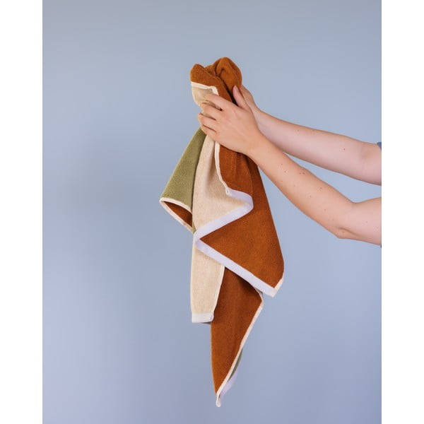 Barna frottír pamut törölköző 50x100 cm Block – Hübsch-image-2