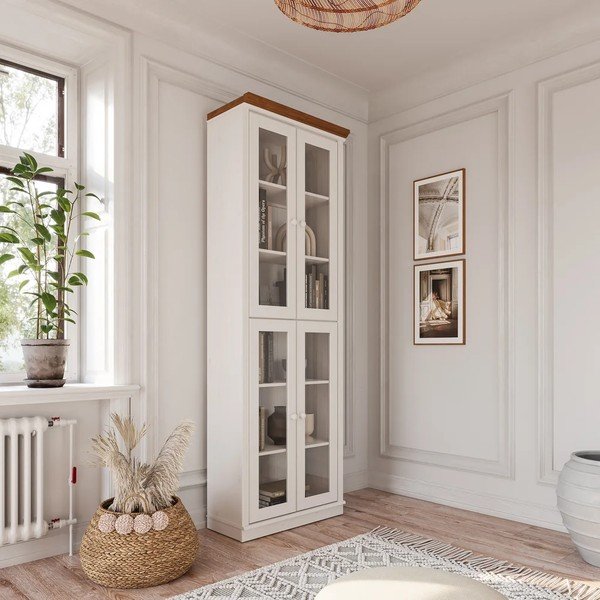 Fehér-borostyán színű borovi fenyő tálalószekrény 74x223x37 cm Anita – Støraa-image-1