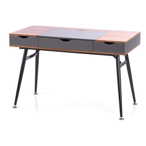 Íróasztal diófa dekoros asztallappal 60x120 cm Faryn – Homede