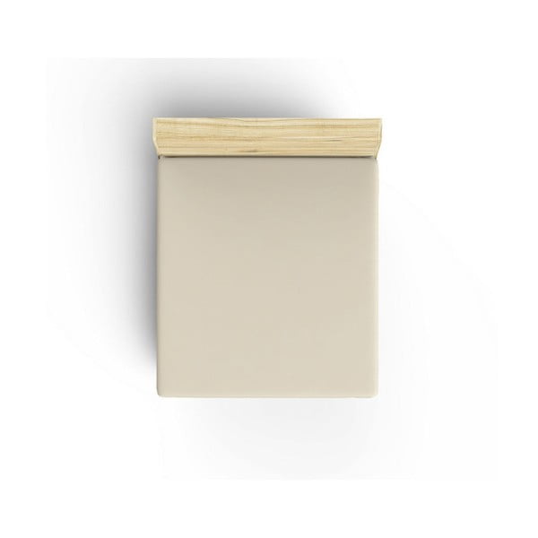 Caresso krémszínű, egyszemélyes, sima pamut lepedő, 90 x 190 cm