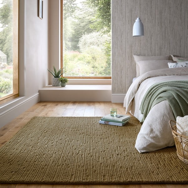 Khaki kézi szövésű gyapjú szőnyeg 200x290 cm Harris Boucle – Flair Rugs-image-1