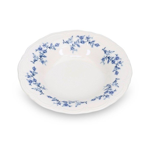 Fehér-kék mély porcelán tányér ø 23,5 cm Retro – BonBistro