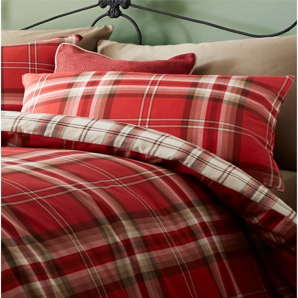 Kelso Red egyszemélyes piros ágyneműhuzat garnitúra, 135 x 200 cm - Catherine Lansfield-image-1