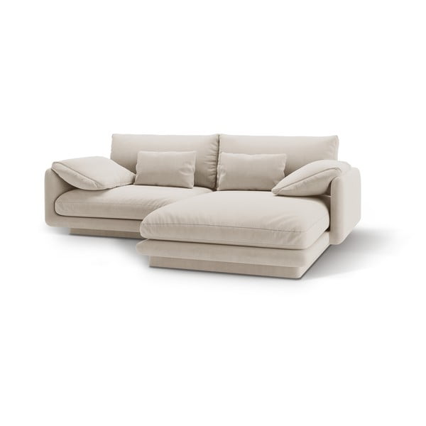 Fehér bársony sarokkanapé (jobb oldali-heverő résszel) Torino – Micadoni -image-1