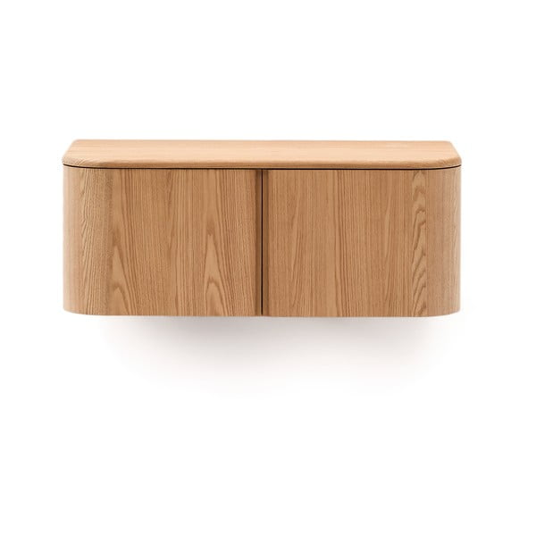 Natúr színű fali mosdó alatti szekrény kőrisfa dekorral 90x35 cm Salaya – Kave Home