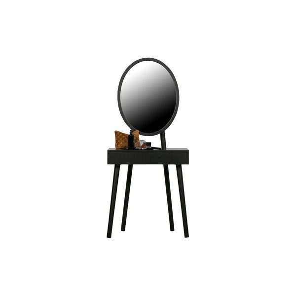 Vanity fekete fésülködőasztal borovi fenyő lábakkal - WOOOD-image-2