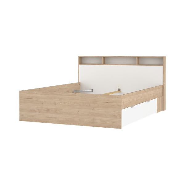 Natúr színű ágyneműtartós franciaágy ágyrács nélkül 160x200 cm tölgyfa dekorral Ikast – Tvilum-image-4