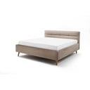 Bézs kárpitozott franciaágy tárolóhellyel ágyráccsal 180x200 cm Lotte – Meise Möbel
