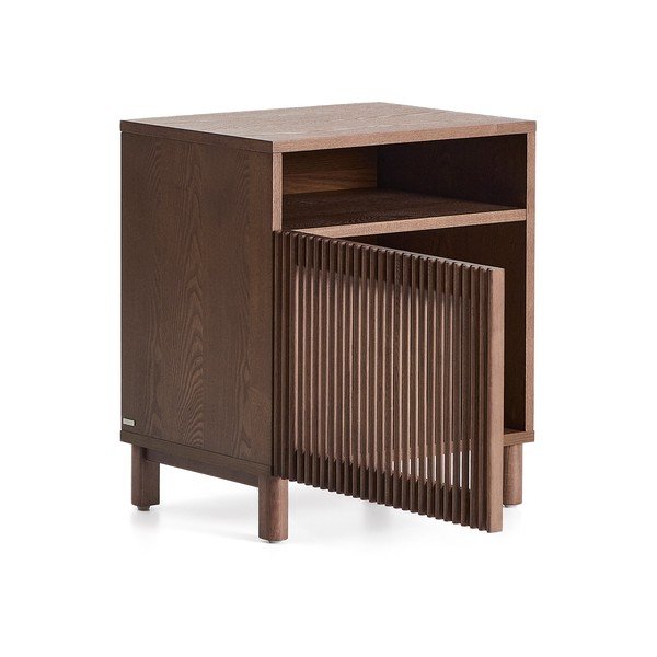 Sötétbarna éjjeliszekrény diófa dekorral Beyla – Kave Home-image-4