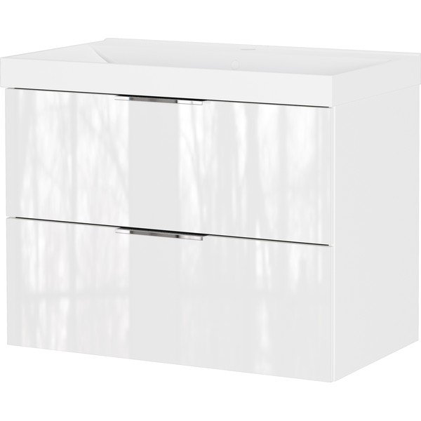 Fehér fényes fali mosdó alatti szekrény 81x65 cm Celano – Germania