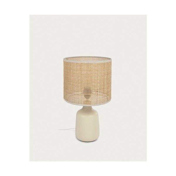 Krémszínű-natúr színű kerámia asztali lámpa (magasság 46 cm) Erna – Kave Home-image-4