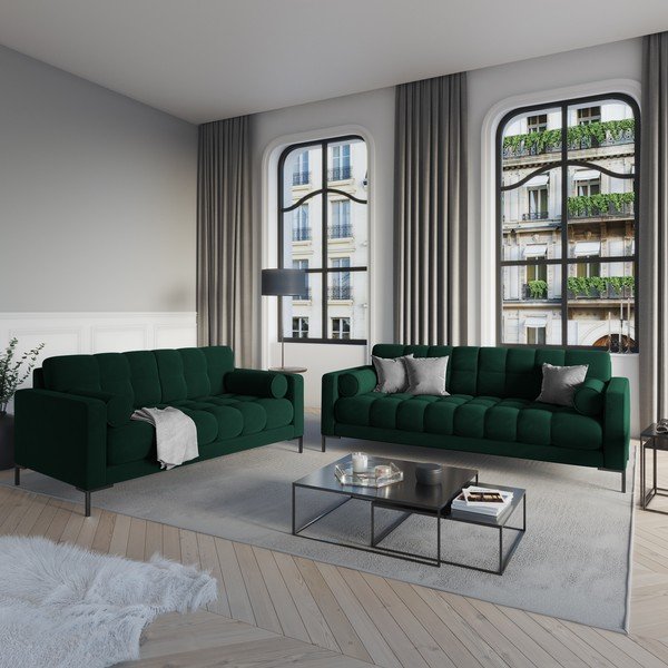 Bali sötétzöld bársony kanapé - Cosmopolitan Design-image-1