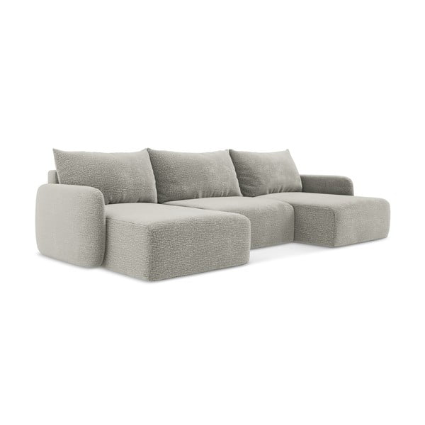 Világosszürke kinyitható-tárolóhelyes sarokkanapé Kalena – Makamii-image-1