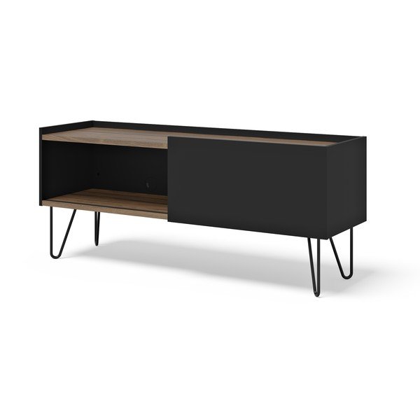 Fekete-barna TV-állvány diófa dekorral 140x59 cm Nina – TemaHome-image-2