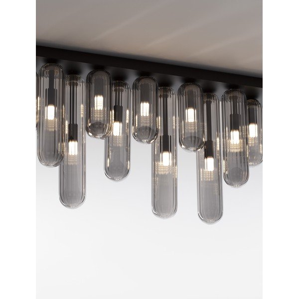 Szürke üveg mennyezeti lámpa üveg búrával 10x72 cm Gustave – Nova Luce-image-4